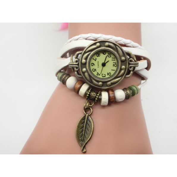 DEJI - Jam Tangan Cewek Daun Liontin / Jam Arloji / Jam Analog / Jam Fashion