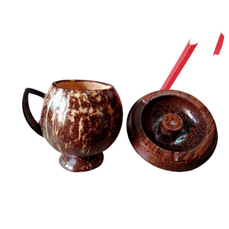 Set Cangkir Kopi Gelas Kopi Batok Kelapa + Asbak Antik Asbak Kayu Aren