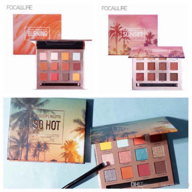 FOCALLURE EYESHADOW 12 COLORS SUNSET DAN BURNING WITH MIRROR (KACA) FA50