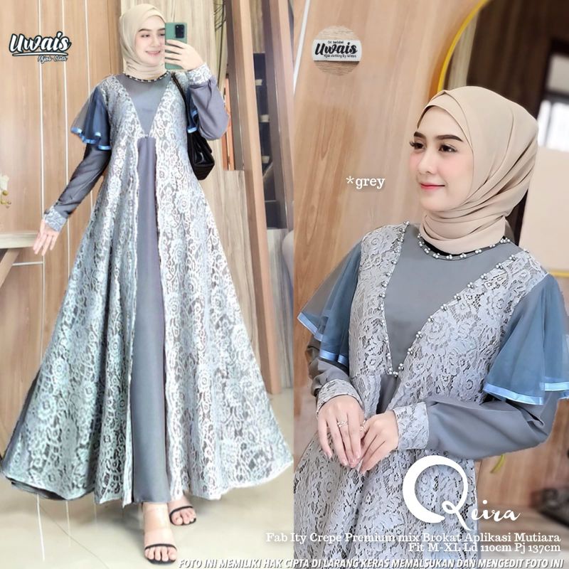 Qeira Maxi by Uwais | Gamis cantik | Gamis broklat tile | Gamis Murah | Gamis Terbaru | Baju Kondang