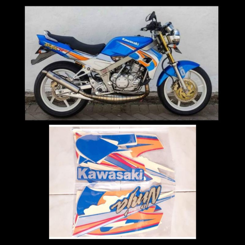 Stiker Ninja R KiSS tahun 2004 biru list orange