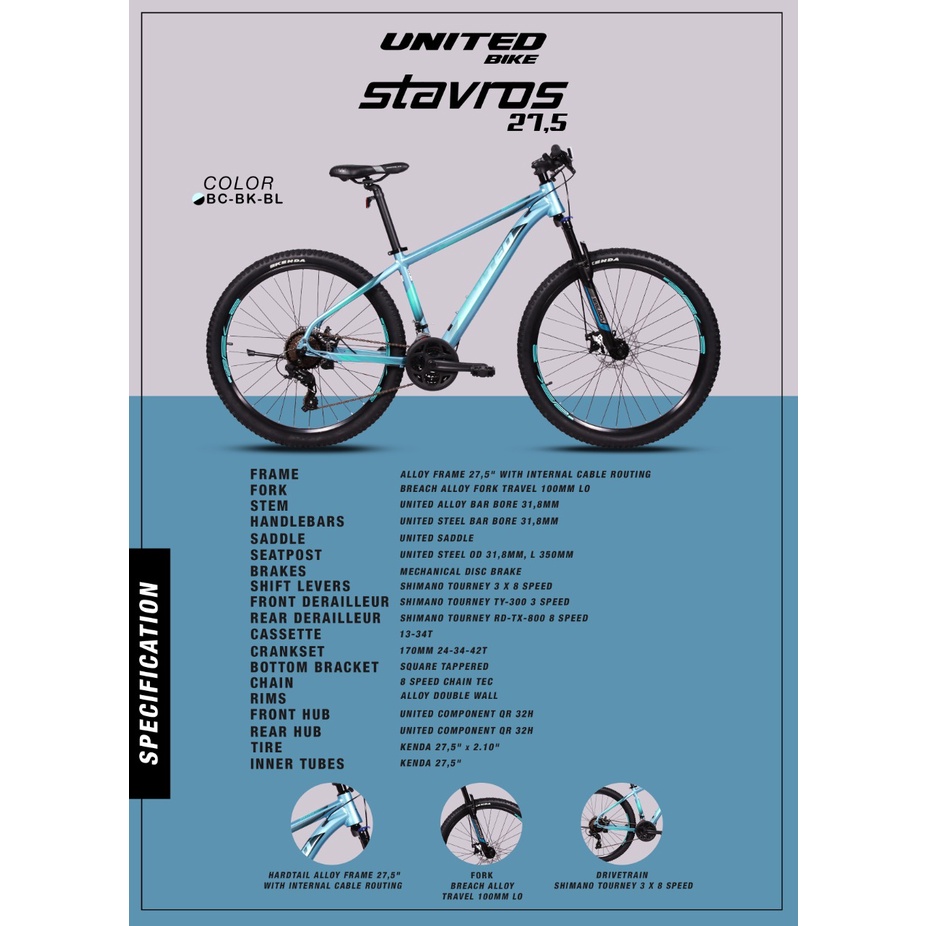 SEPEDA GUNUNG MTB UNITED 27.5 STAVROS 24SP (20.1)