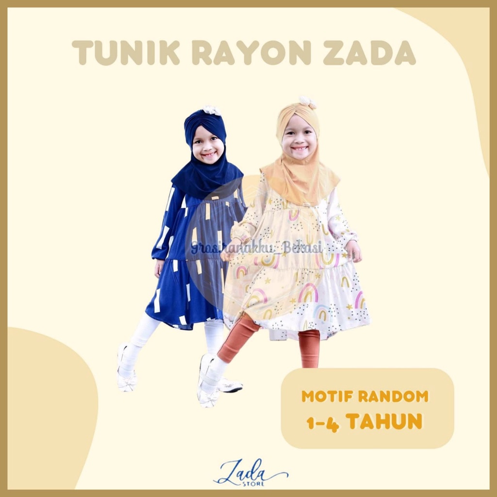 Tunik anak rayon Zada Mixx Motif size 1-4Tahun