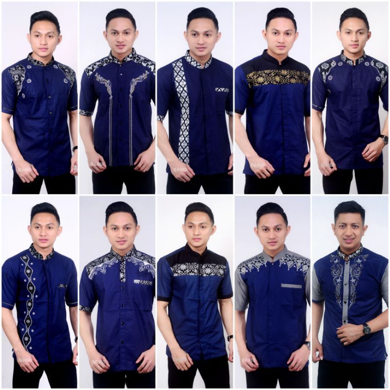 HEM KOKO BATIK WARNA BIRU  NAVY / KOKO BATIK LENGAN PENDEK WARNA NAVY BIRU