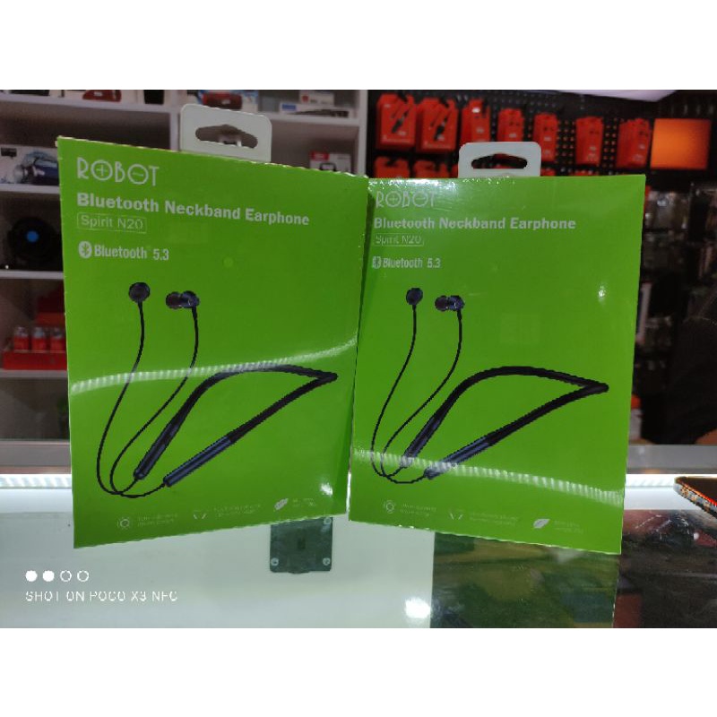 ROBOT earphones wireless N20 / neckband bluetooth robot N20 / headset bluetooth magnetik N20