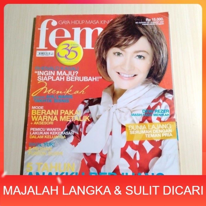 Majalah FEMINA No.10 Mar 2007 DEWI REZER Langka