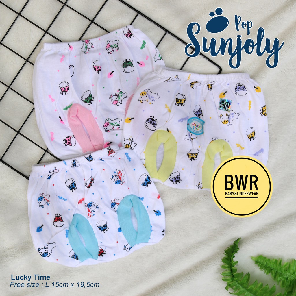 [ 6pc ] CELANA POP LUCKY Putih Celana Bayi New Born Lubang Kaki Bulat - Bwr IX