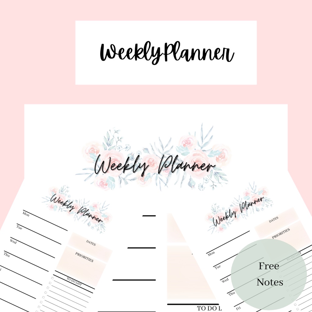 

Printable Weekly Planner ukuran kertas A4, A5 - Peony Flower Theme - Digital Product - Bullet Journal - Bujo - Jadwal mingguan - Aesthetic