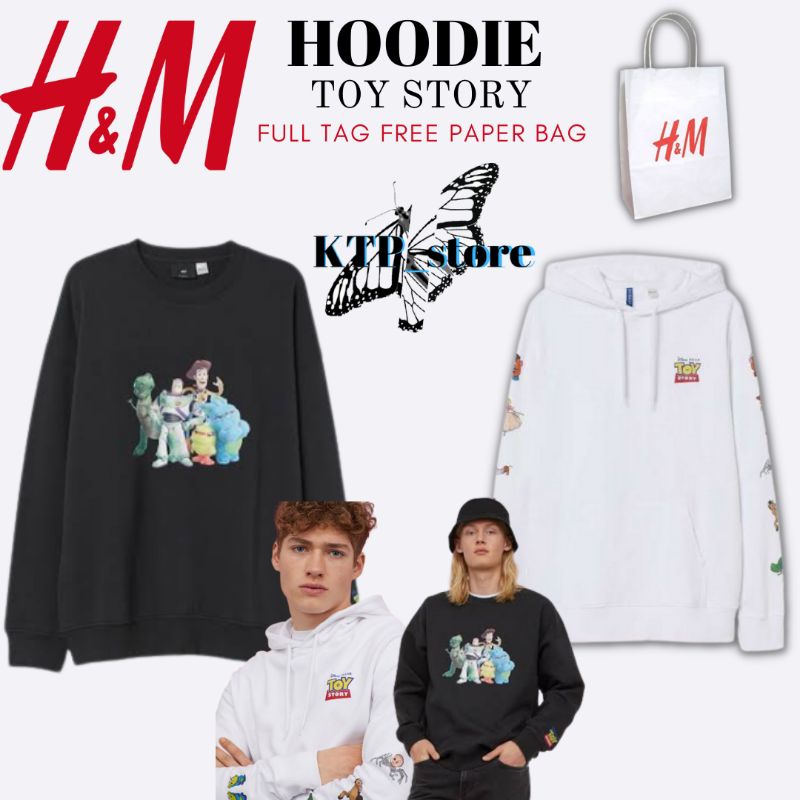 SWEATER HOODIE H&M TOY STORY PUTIH X CREWNECK HnM TOY STORY HITAM FULL TAG FREE PAPER BAG JAKET SWEA