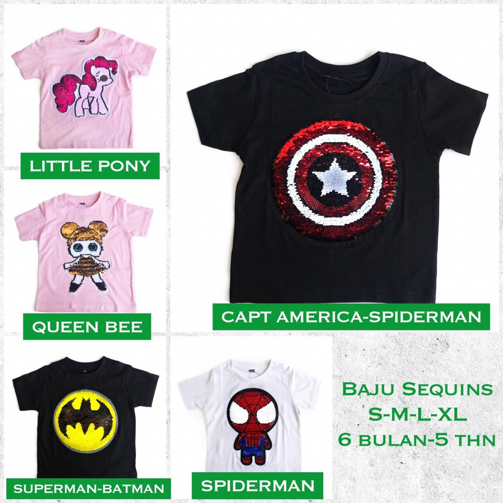  BAJU  KAOS KEREN MURAH  MERIAH SEQUINS ANAK  BAJU  BAYI  SIZE 