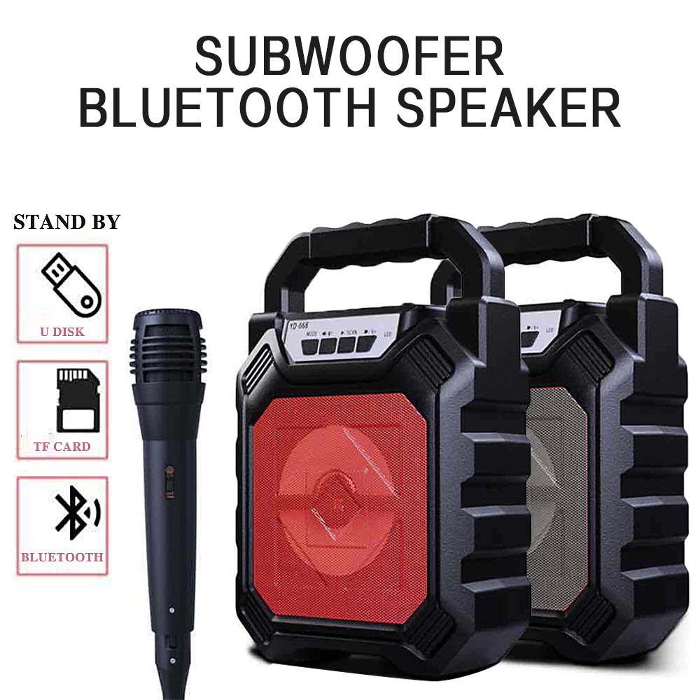 Bluetooth Portable Wireless FM Radio Karaoke Speaker LED Plus Mic