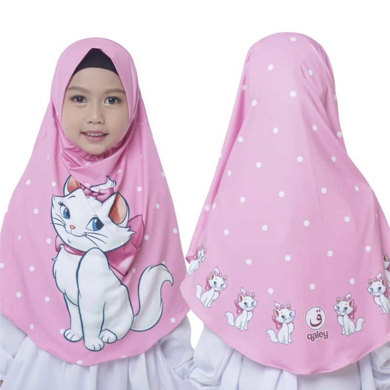 BERGO HIJAB INSTANT PRINTING MOTIF KUCING / JILBAB ANAK LUCU KARAKTER / HIJAB ANAK KEKINIAN