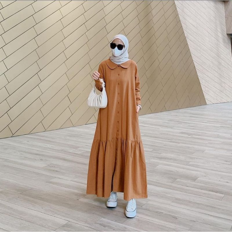 Dress Fathia Fashion Wanita Gamis Muslimah ala Korea Kekinian Dress