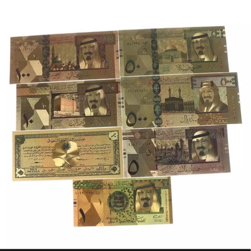 uang set gold foil arab saudi