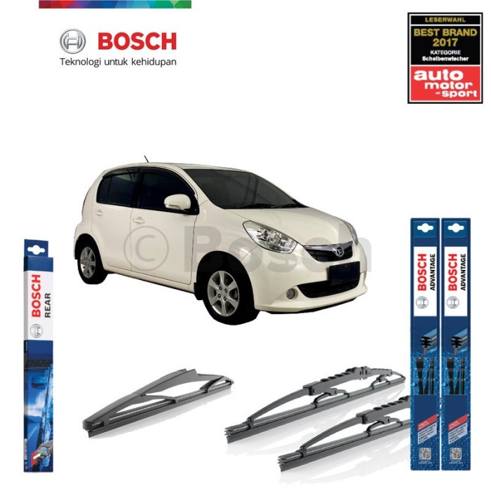 Wiper Depan Belakang Daihatsu Sirion 2011 - 2017 Bosch Advantage