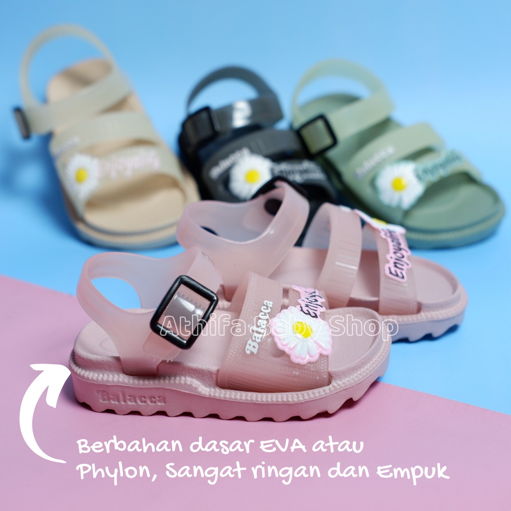 Sepatu Sandal Anak Perempuan Bayi Balita Usia 6 7 8 9 10 11 Bulan 1 2 3 Tahun Size 19 20 21 22 23 24 Sendal Gunung Karet Cewek Spatu Sandal Prewalker Karet Phylon Ringan -Balacca 044b-