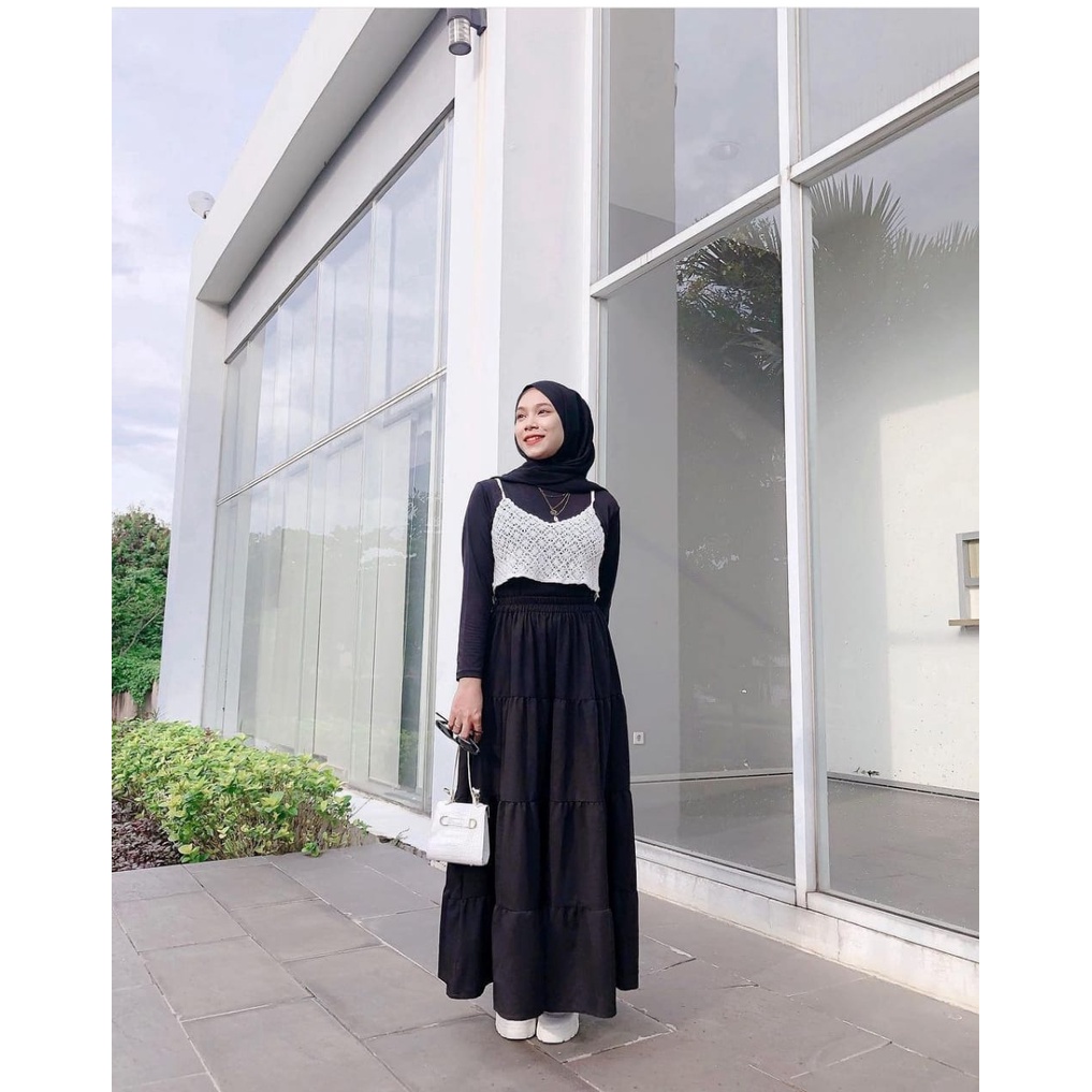 ROK CANDA SUSUN ROK SUSUN MAXI NOURA SKIRT ROK BANGKOK ROK CANDA POLOS PANJANG