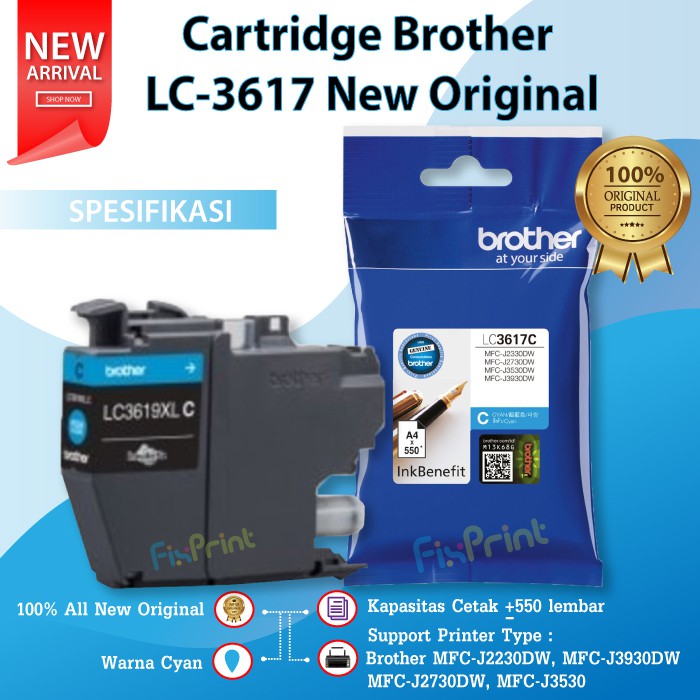 Cartridge Brother LC-3617Y LC3617 Original Tinta Printer MFC-J2230DW MFC-J2730DW MFC-J3530 MFC-J3930