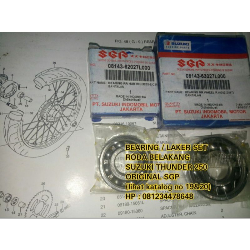 Bearing laker roda belakang SUZUKI THUNDER 250 GS250 ORI SGP