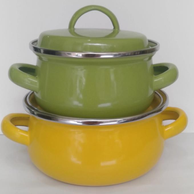 Silahkan Order] Panci Set Enamel 12 + 14 Cm Dutch Oven Warna Kedaung