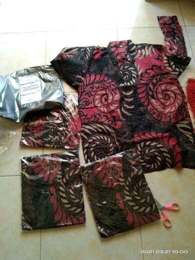 Batik Couple Keluarga - Sania Ruffle Ori Ndoro Jowi Dnt - Puser Merah