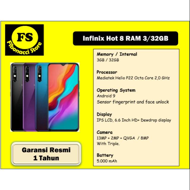 Infinix Hot 8 Ram 3/32GB - Garansi Resmi