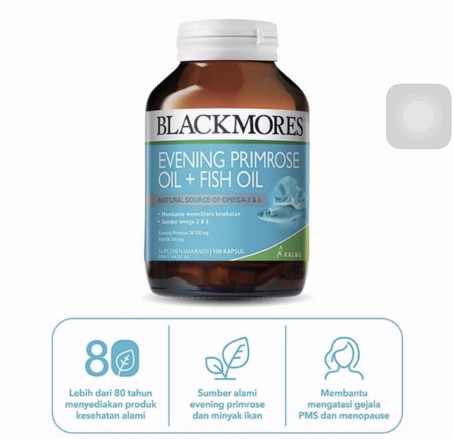 Blackmores evening primrose oil + fish oil isi 100 tablet ( mengatasi gejala PMS dan menopause )