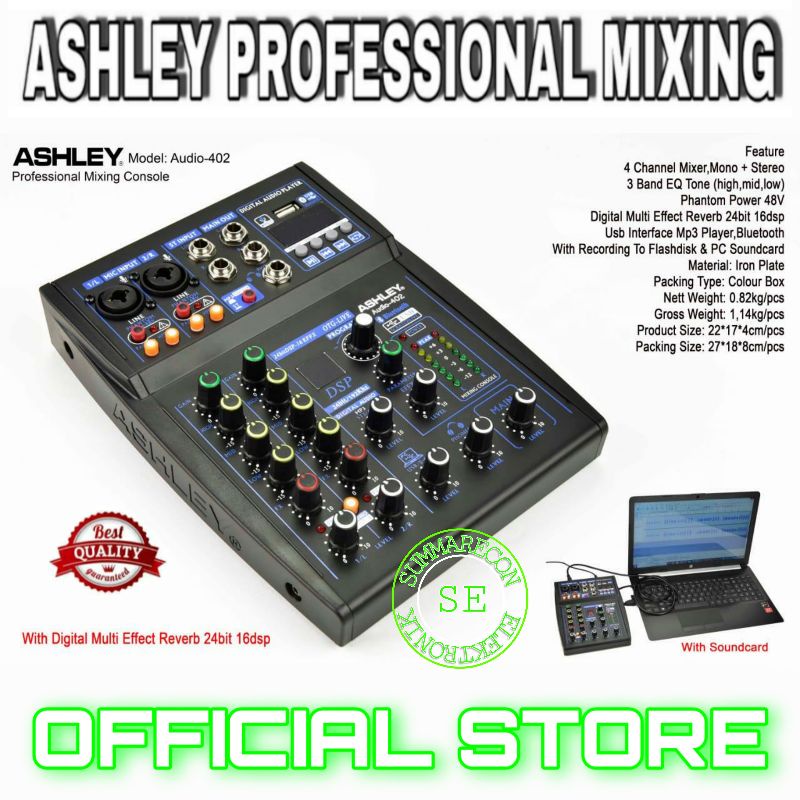 mixer audio 4 channel original ashley audio 402 usb bluetooth recording