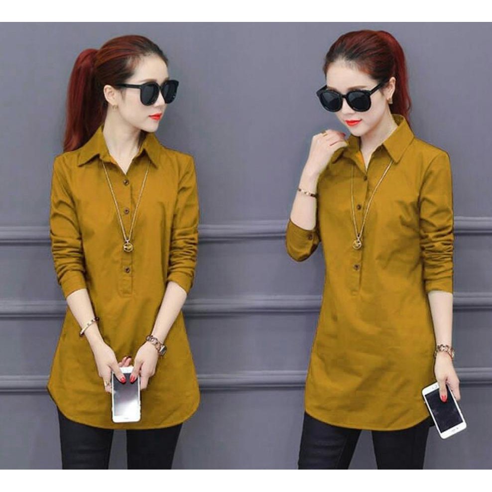 A9 GL HEM MARISA KEMEJA POLOS WANITA LENGAN PANJANG TERLARIS HARGA MURAH BEST SELLER POPULER C2