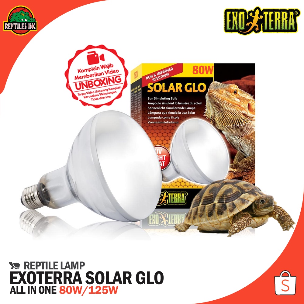 Exoterra Solar Glo 80w / Lampu UVA UVB untuk Reptil Iguana Torto Kurakura Sulcata Pardalis Aldabra