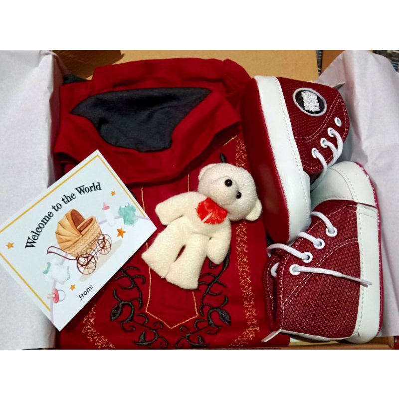 hampers akikah bayi laki-laki 0 -12 bulan-Romper marun