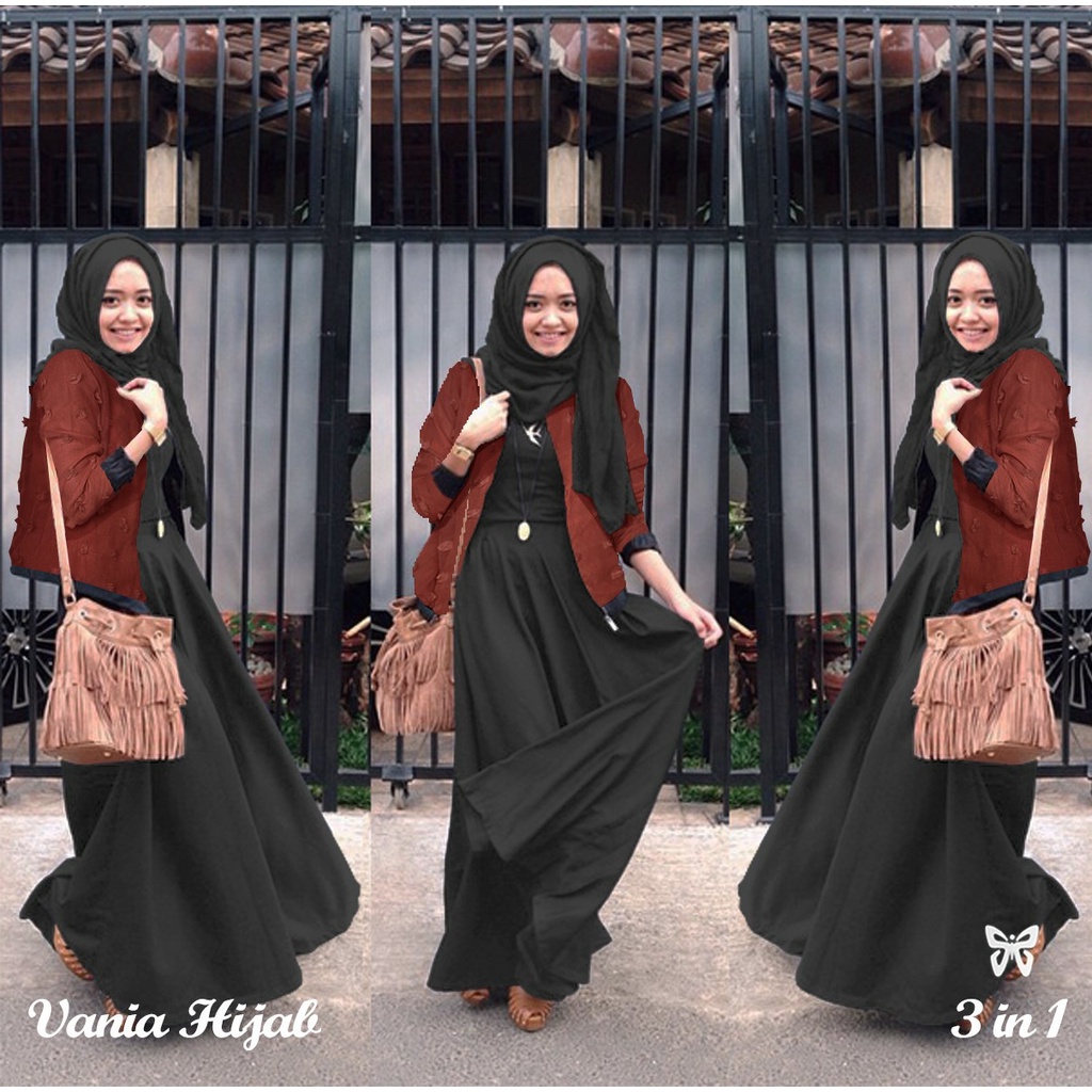 HOPYLOVY Gamis Wanita Vania Set Cardigan Outer Rubiah | NEW COLOURS | Maxi Dress | Fashion Muslim