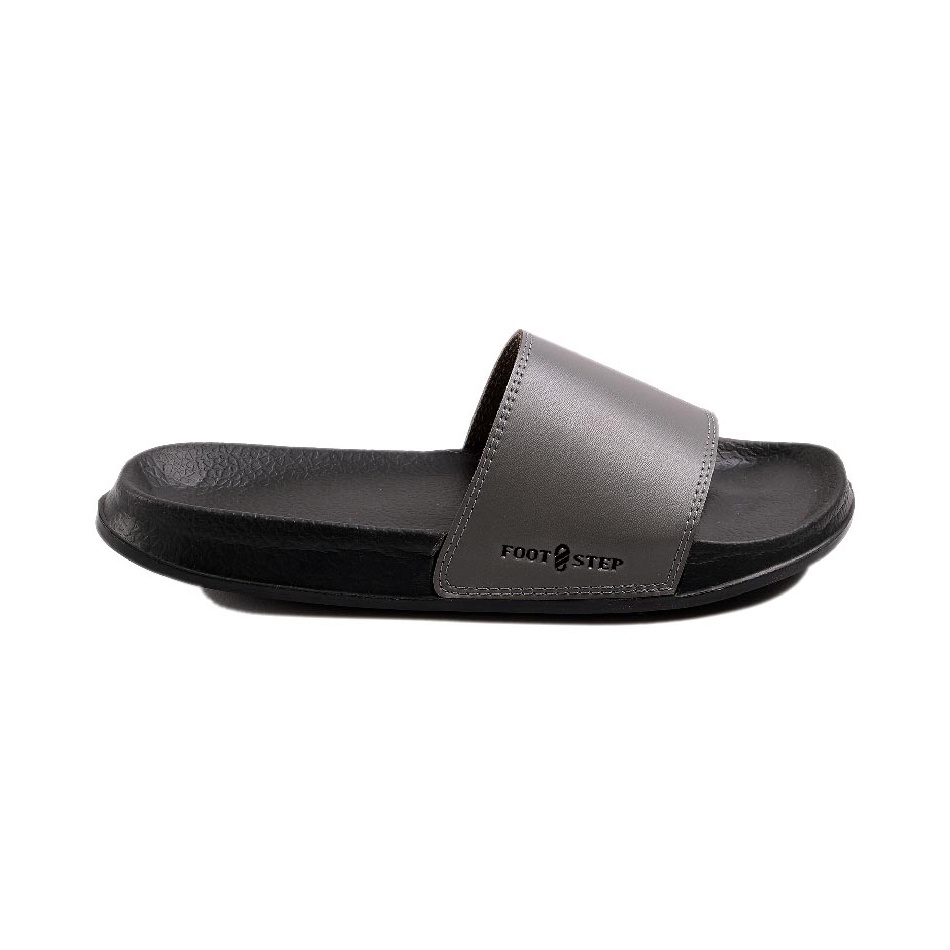 PORTO GREY ORIGINAL x FOOTSTEP Sandal Casual Hitam Abu-Abu Pria Sendal Slide Jalan Santai Harian Slippers Hangout Main Kondangan Lebaran Slop Selop Karet Anti Slip Premium Slip On Remaja Dewasa Flip Flop Kerja Formal Sport Footwear Keren Terbaru Kekinian