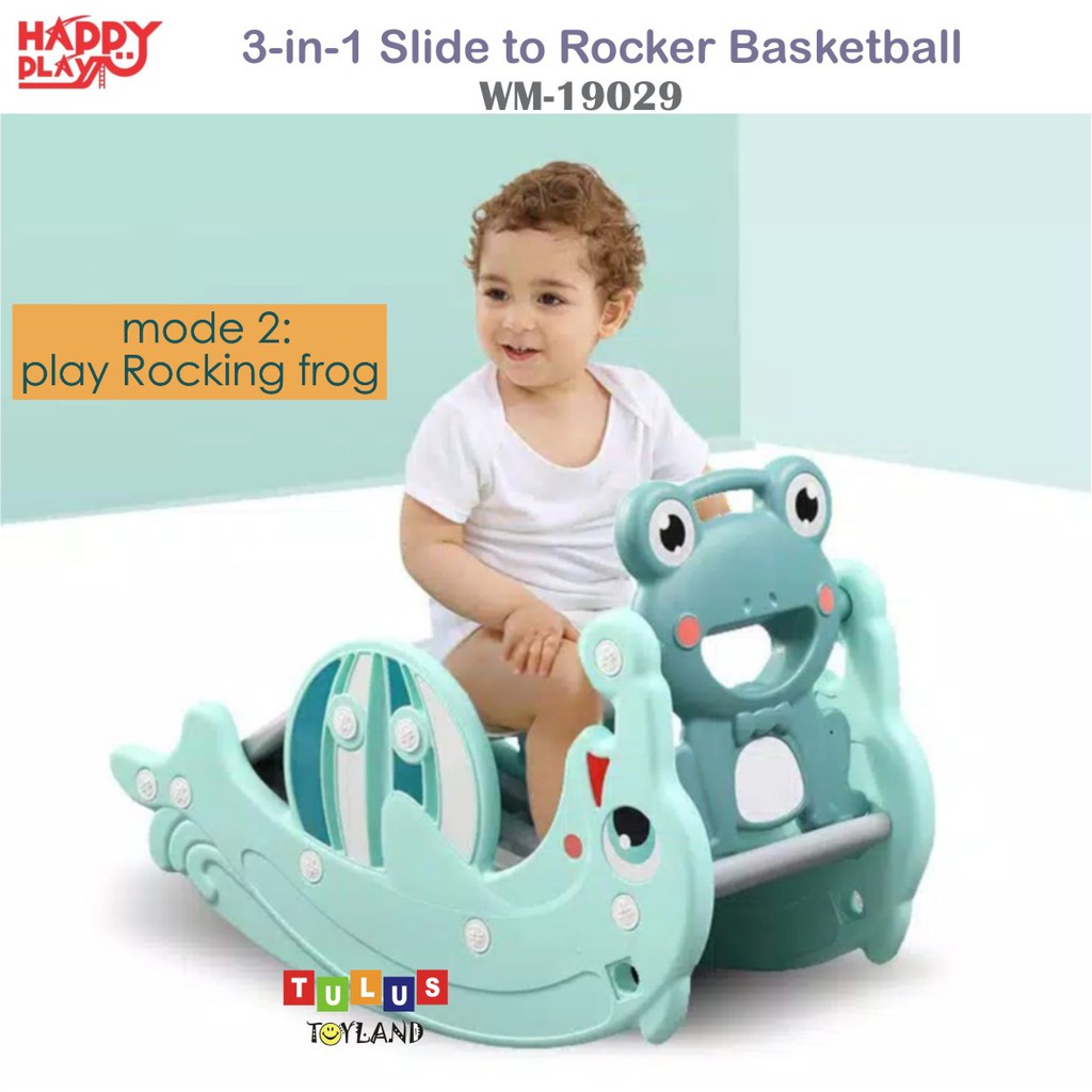 Perosotan Kuda kudaan Happy Play 3 in 1 Slide Rocker Basketball 3in1 Jungkat Jungkit Rocking Horse