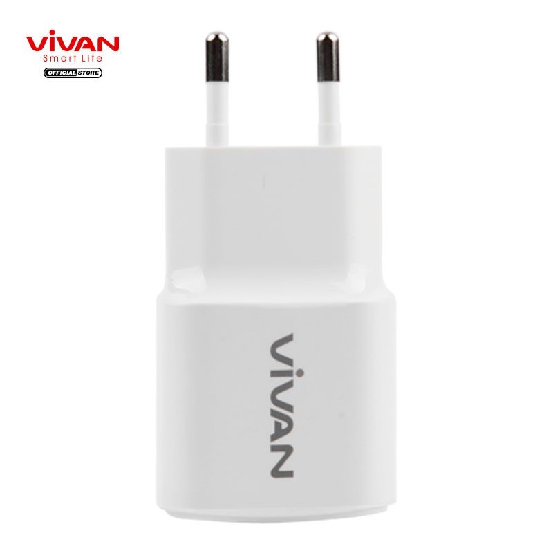 Charger VIVAN Original Fast USB Charging 2.0 (Power Oval White) + Kabel Lightning IP BTKL (BTLK BROWN)