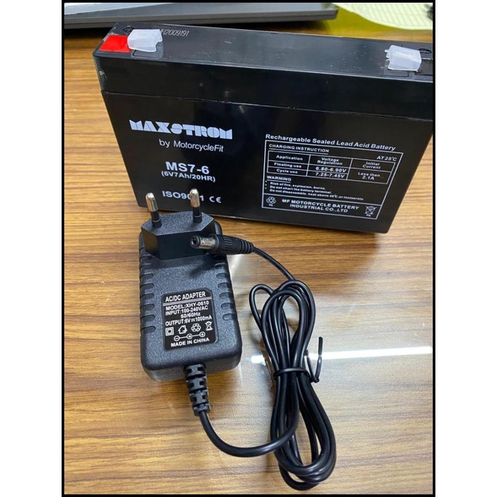 Aki Kering 6V 7Ah + Charger Mobilan Motor Mainan Anak