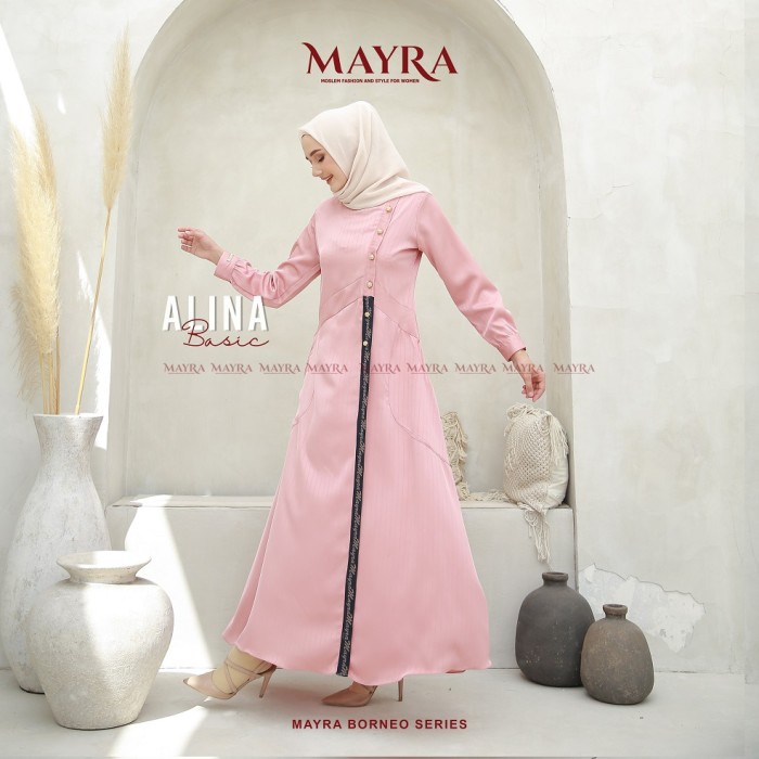 PREMIUM GAMIS MAYRA MOSLEM WEAR OFFICIAL ART. ALINA (BASIC GAMIS) - DUSTY, S