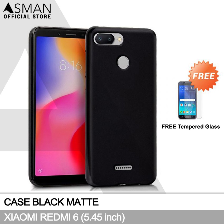 Ultraslim Xiaomi Redmi 6 (5.45&quot;) | Soft Case Black Matte + FREE Tempered Glass