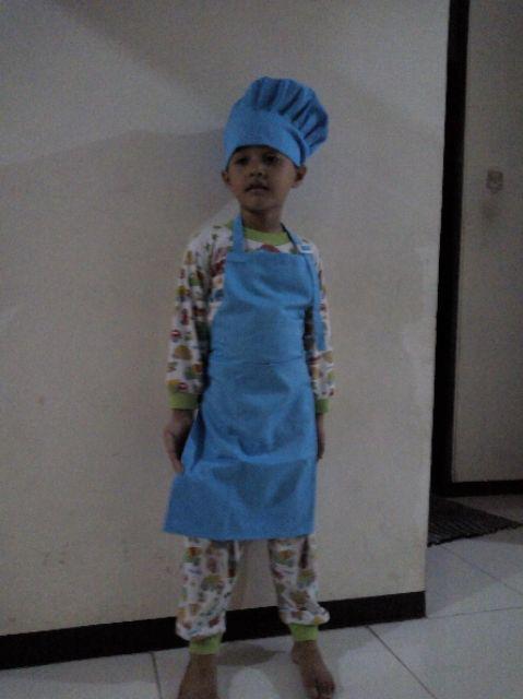 Celemek Apron Anak Sett, Celemek Anak Lukis,topi Koki Anak.
