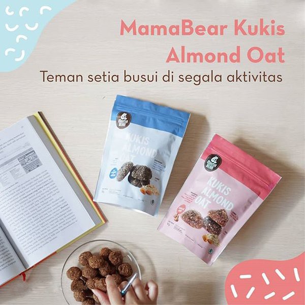 Mama Bear KUKIS ALMOND OAT / KOOKIE BITES LESS SUGAR Asi Booster - Kue Pelancar ASI Enak - Cookies Cream Choco Chips Kurma Mamabear