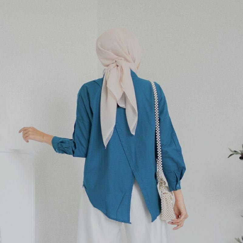 Nelka Katun Shirt - Kemeja Atasan Wanita - Kemeja Linen Oversize