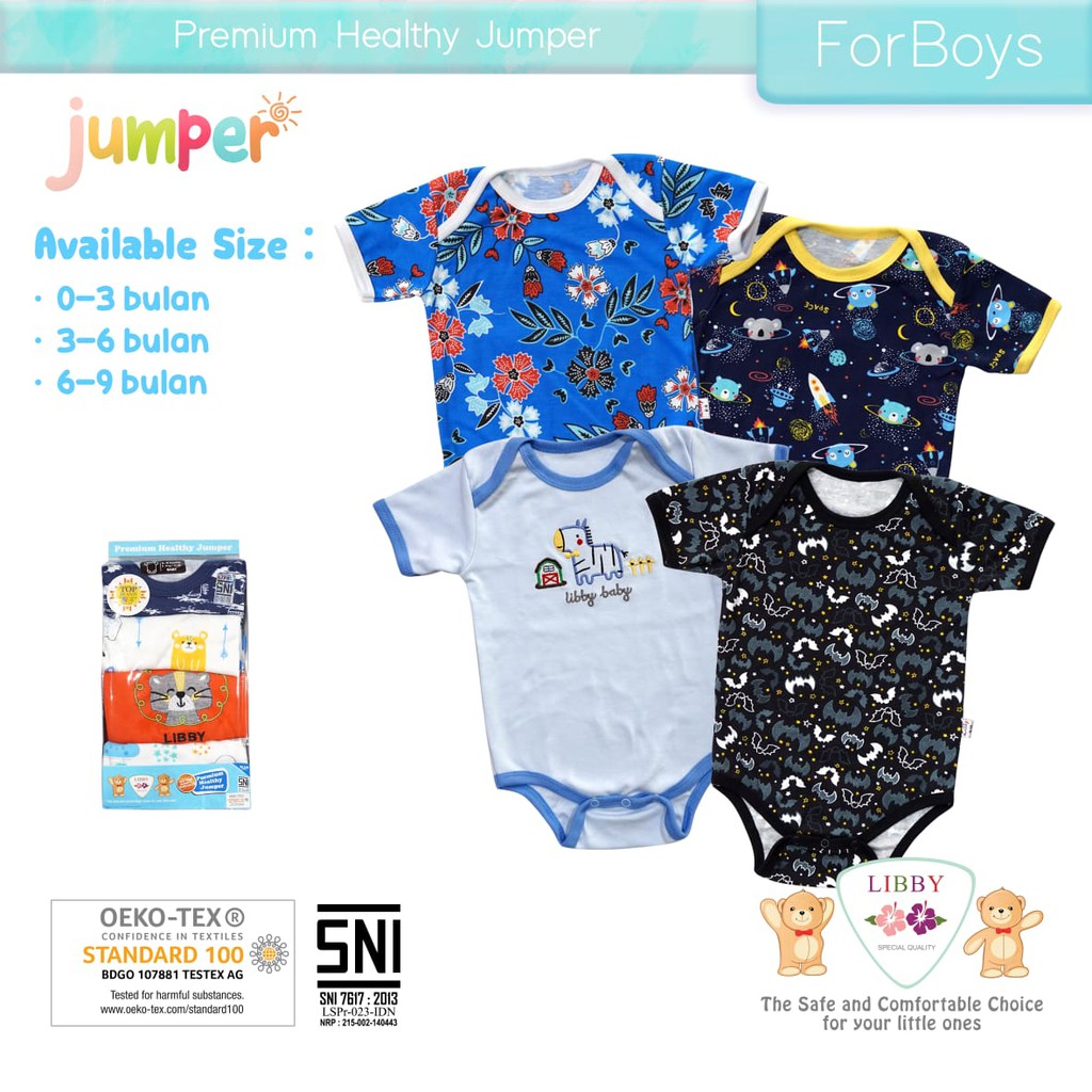 Promo !! Jumper Libby Segitiga Pakaian Bayi Libby 4 in 1 - jumper baby libby isi 4 - jumper baby premium