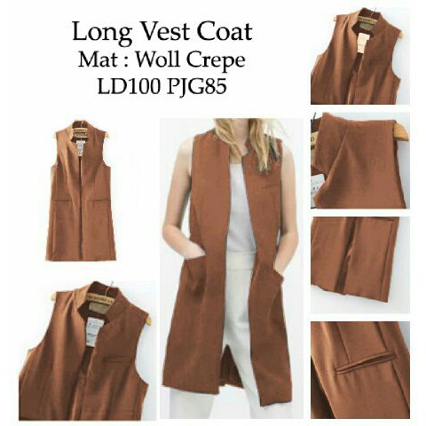 LONG VEST WANITA BAHAN WOLL CREPE LD 100 PJ 85