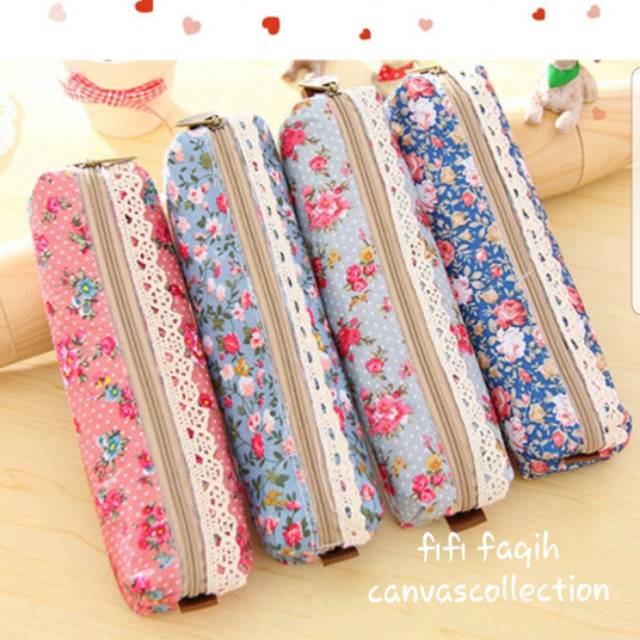 

SALE!!!! Fififaqih Tempat Pensil Tepak Anak Sekolah Alat tulis Kanvas Motif Bunga Renda