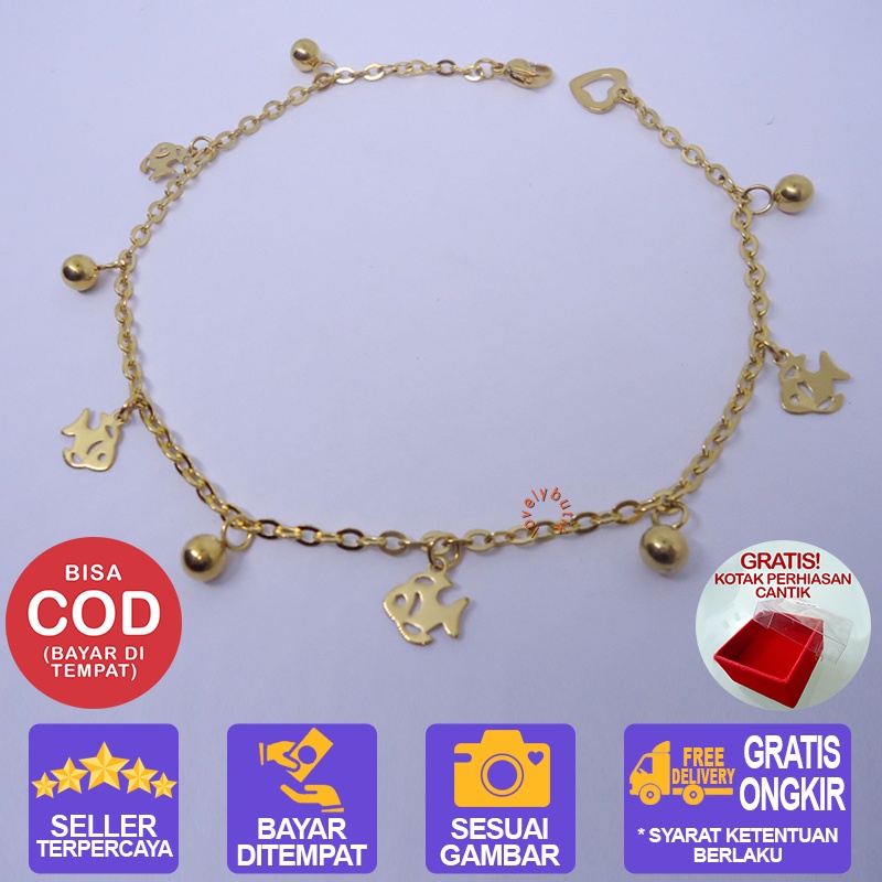 Lovelybutik  Gelang Kaki Titanium Anti Karat Nemo Gelang kaki Wanita BONUS KOTAK PERHIASAN