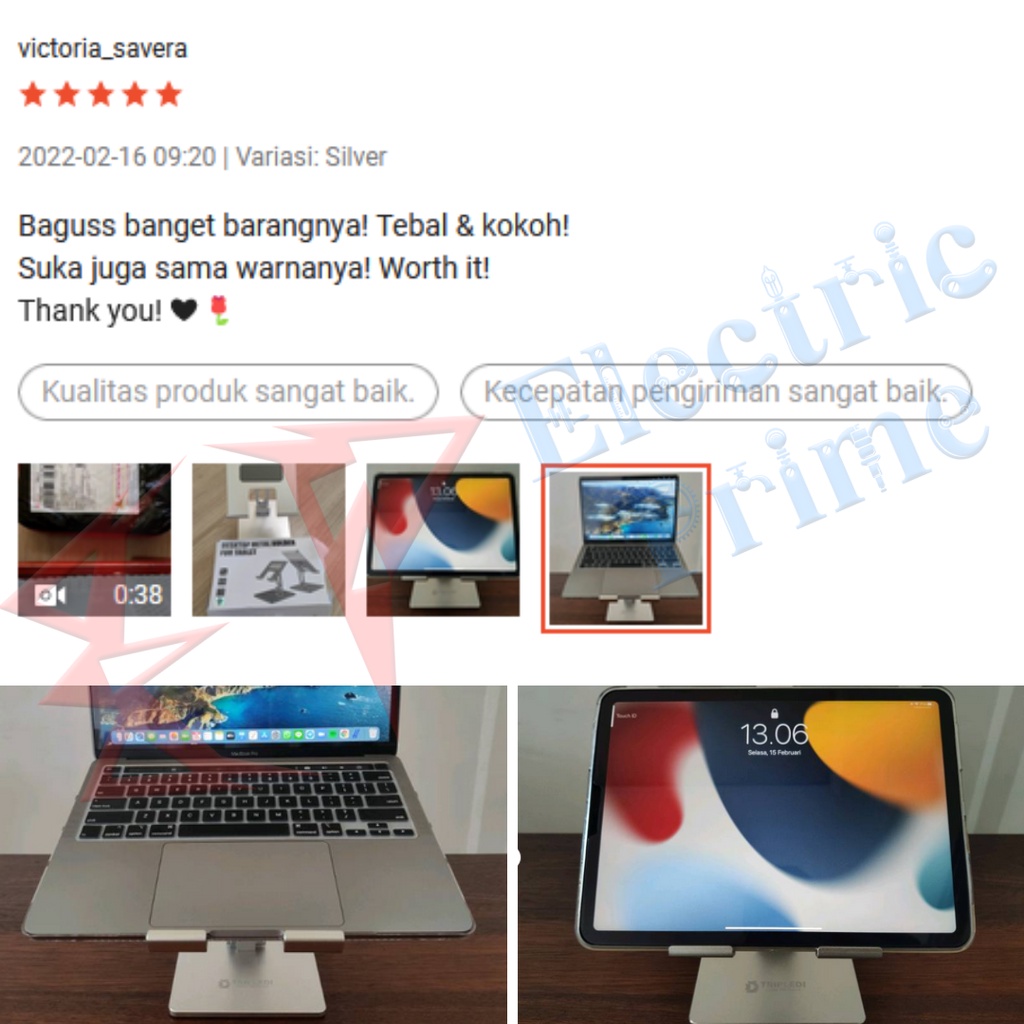 Stand Holder iPad Tablet Dudukan HP iPhone Android TRIPLEDI Desktop POS Meja Kasir Aluminium