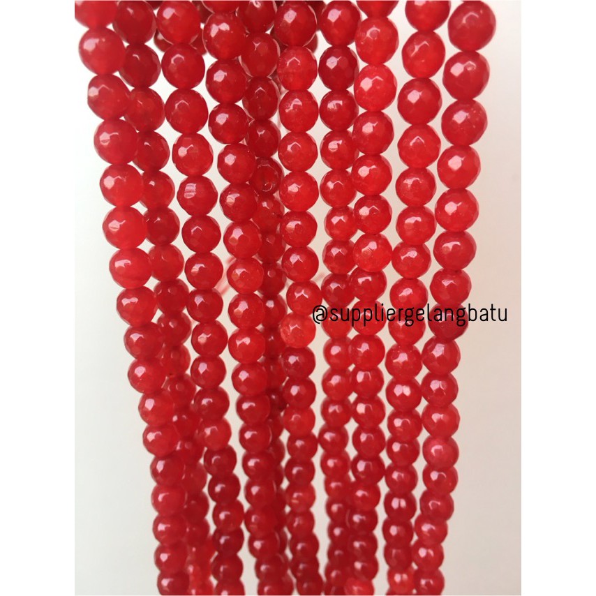 batu RED GARNET 6mm cutting bahan gelang kalung alam manao merah gloss aksesoris craft pria wanita