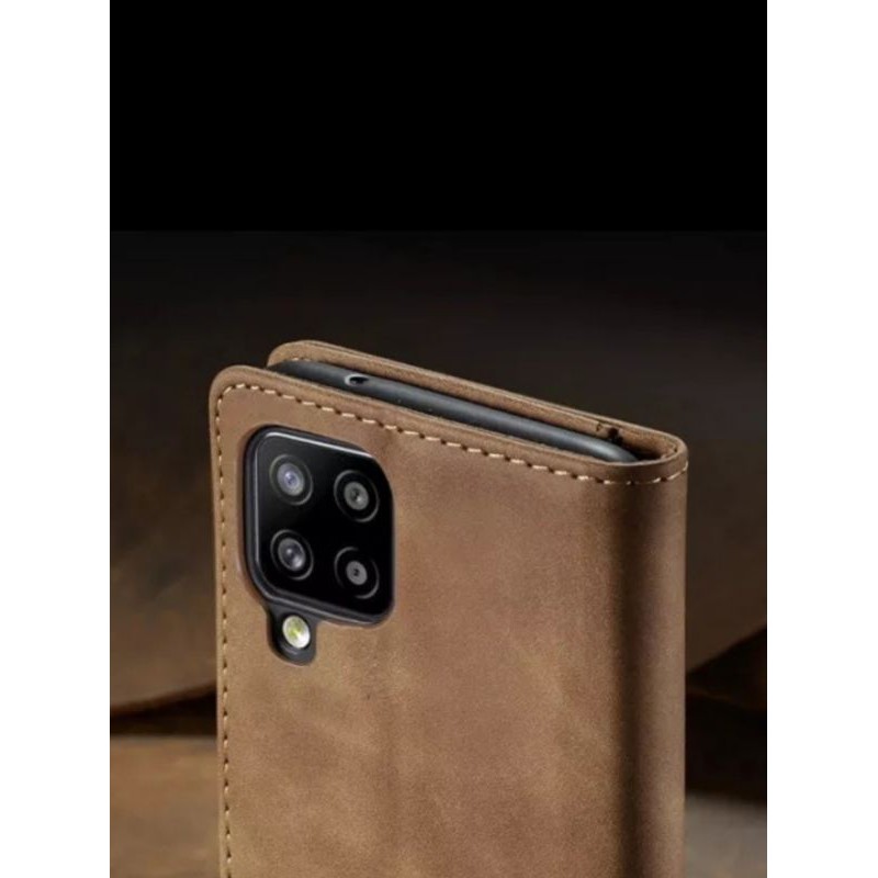 Original Pola Hard Case Samsung Galaxy A12 M12 M 12 A 12 Flip Leather Casing Cover Wallet Dompet Ori