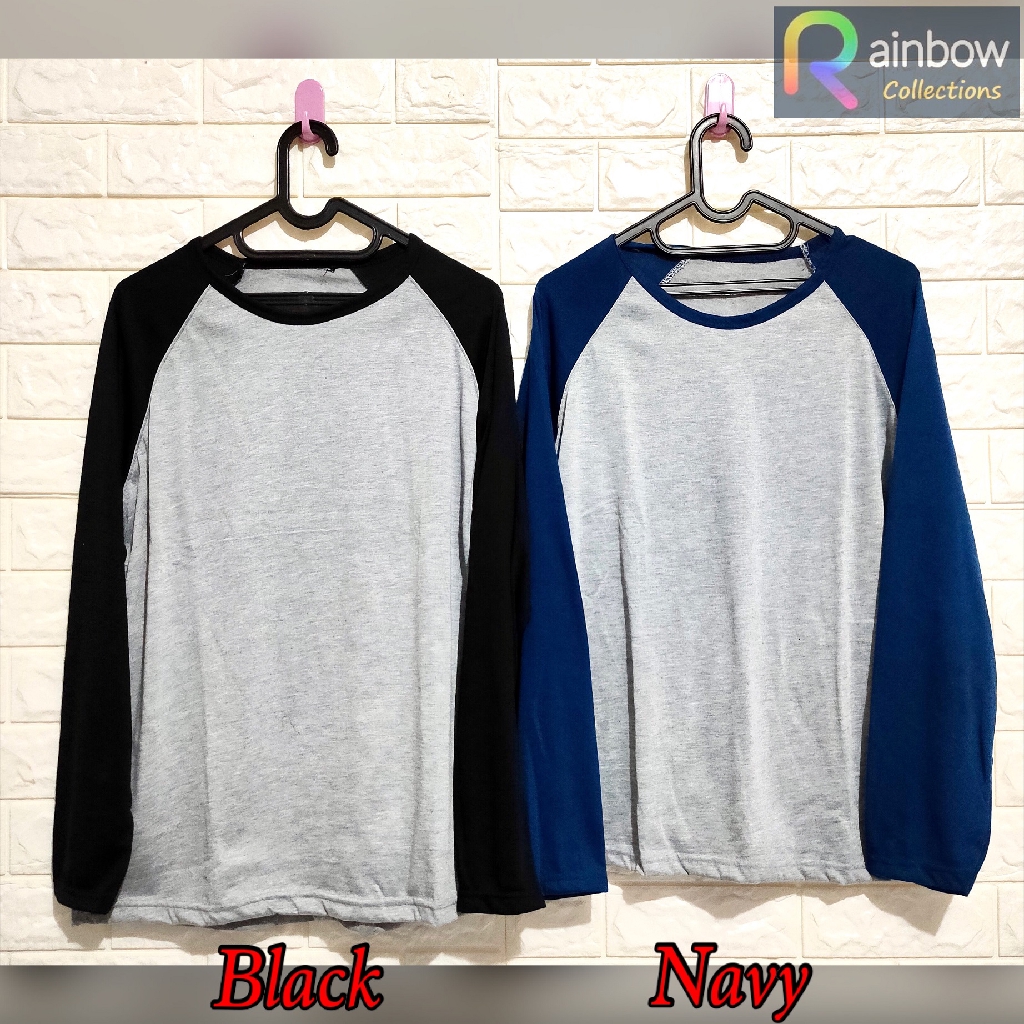 Kaos raglan polos lengan panjang Pria / fashion pria / baju raglan pria / kaos distro