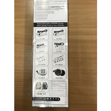 Uticon ST-1582 Stop Kontak 4 Lubang Putih 1.5m Kabel PVC dengan Saklar dan Pelindung Anak